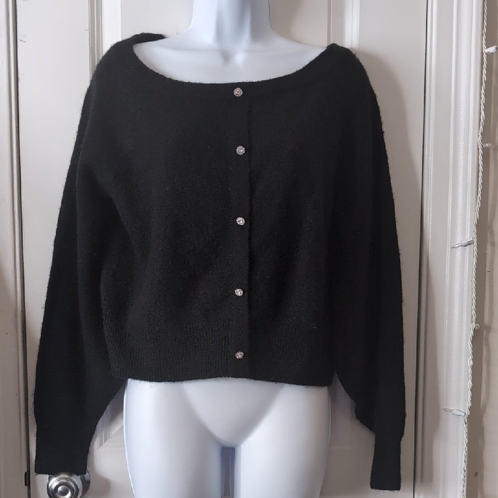 H&M Black Rhinestone Button Cardigan